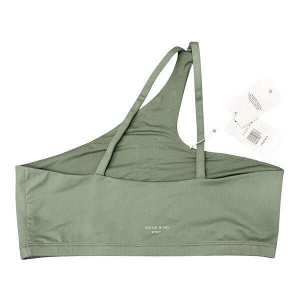 Anine Bing Sport NWT Sage Green Jules Asymmetrical One-Shoulder Sports Bra Chic - Picture 3 of 12
